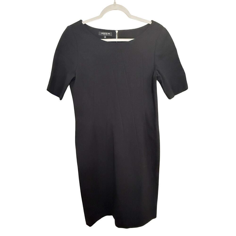 Lafayette 148 New York Shift Dress Half Sleeve Career Work Black Size 6